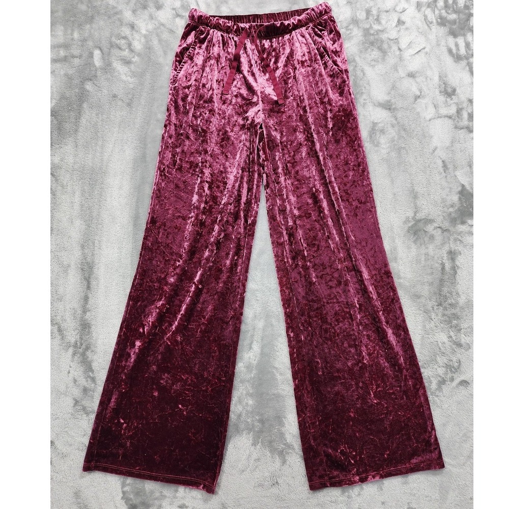 Stars Above Pants Womens XS Purple Velour Velvet Wide Leg Cozy Lounge Drawstring